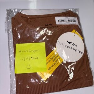 Little Sleepies Caramel Ribbed crescent zip sleepies